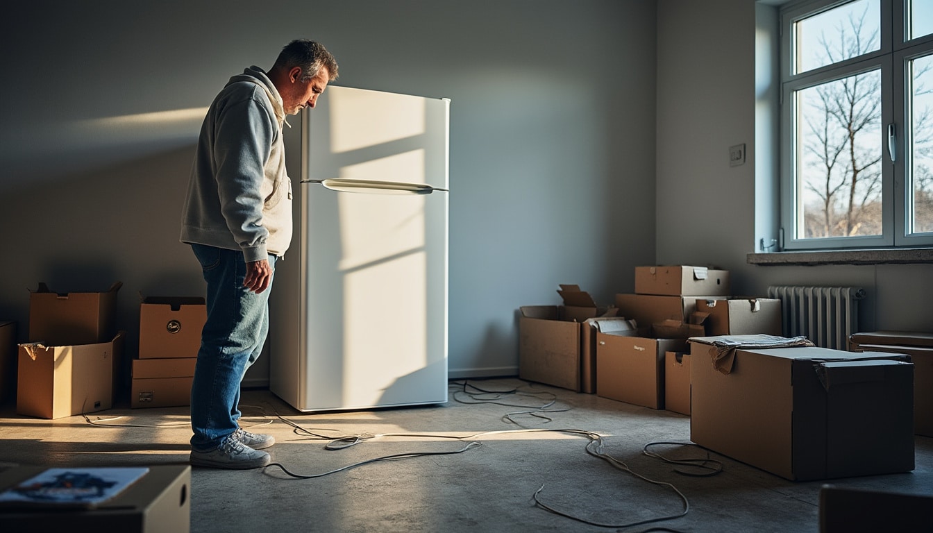 Illustration: Pourquoi il est crucial d’attendre avant de brancher un frigo après un déménagement